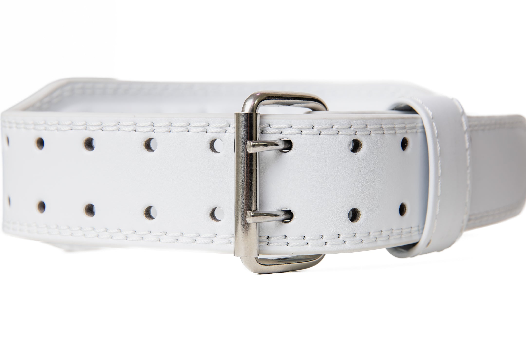 Leather Weight Lifting Belt - Pure White