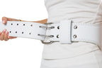Leather Weight Lifting Belt - Pure White