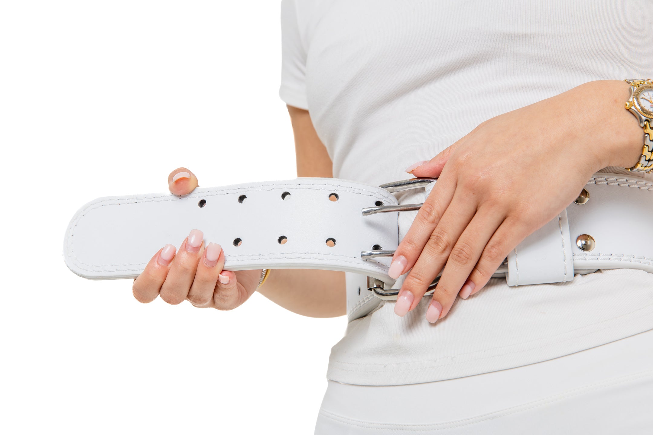 Leather Weight Lifting Belt - Pure White